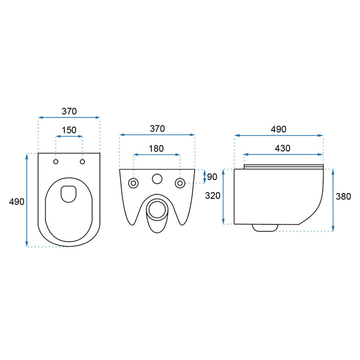 Závesné wc WC Rea Carlo Mini Rimless Duroplast/Flat, 49x37cm, bez kołnierza, sedadlo s pozvoľným sklápaním, biela