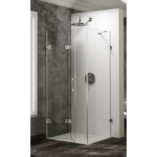 Sprchové Krídlové dvere na mieru Huppe Solva bez rámu, upevnenie ľavé, 500-1250 x 200x1200 mm, s pevnou bočnou stenou, sklo číre