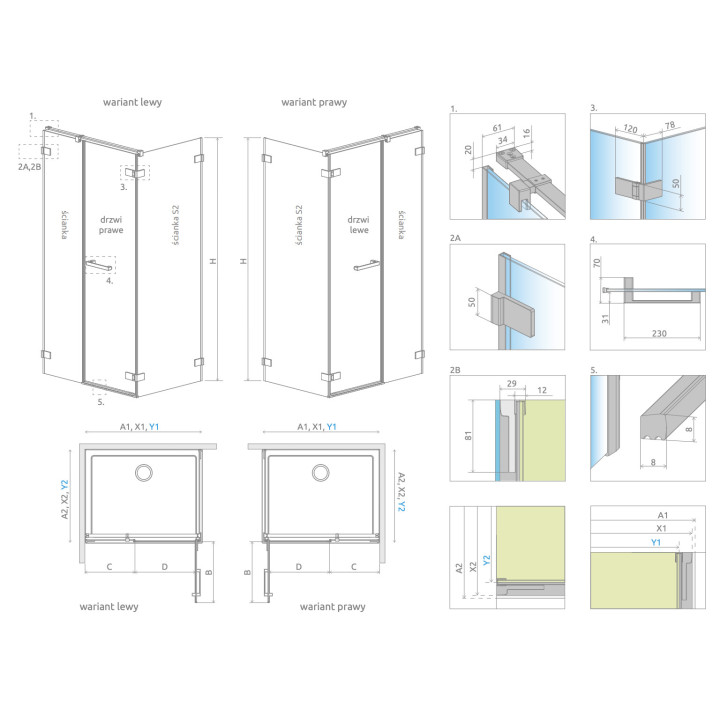 Front kúty prysznicowej Radaway Arta KDS I, levý, 140x200cm, sklo číre, profil Chrome+