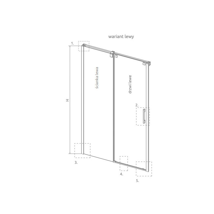 Dverí sprchové do niky Radaway Nes 8 Black DWB 90, pravé, skladacie, sklo číre, 900x2000mm, čierna profil