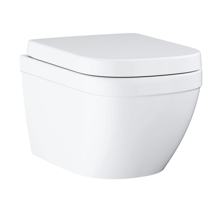 Závesné wc Grohe Euro Ceramic, 49x37cm, bezkołnierzowa s pozvoľným sklápaním sedadlo, alpská bielaa