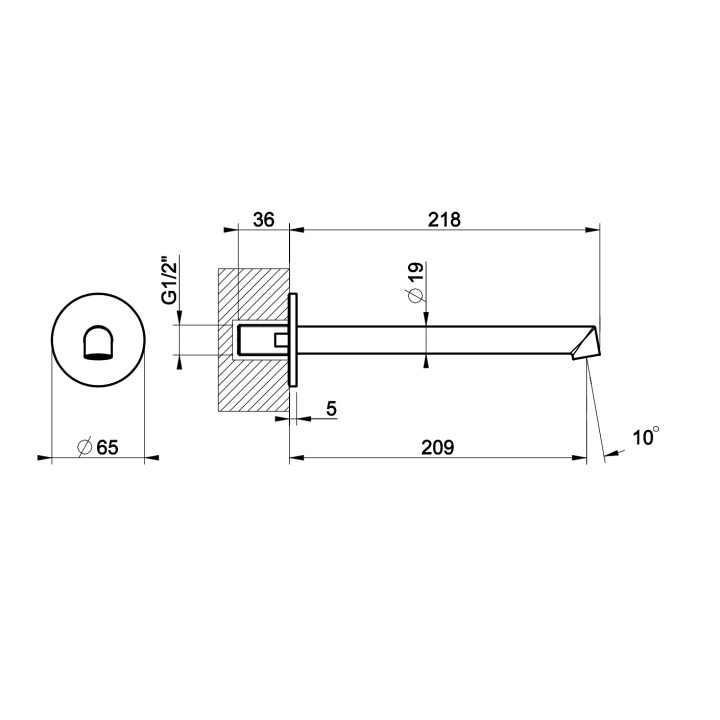 Výtokové rameno umyvadlová Gessi Anello, stenová, rozsah 164mm, chróm