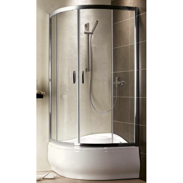 Štvrťkruhový Sprchový kút Radaway Premium A 1700, 90x90cm, rozsuwana, sklo fabric, profil chróm
