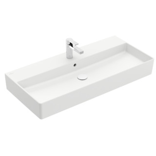 Umývadlo stenová Villeroy & Boch Memento 2.0, 100x47cm, z prepadom, otvor na batériu, Stone White CeramicPlus