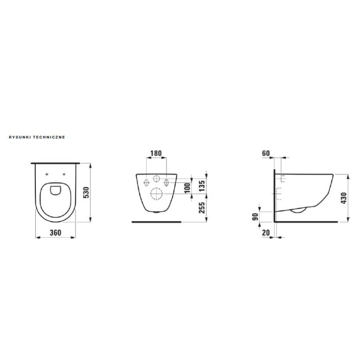 Misa WC Závěsná 53x36 cm, biela Laufen  Rimless Pro