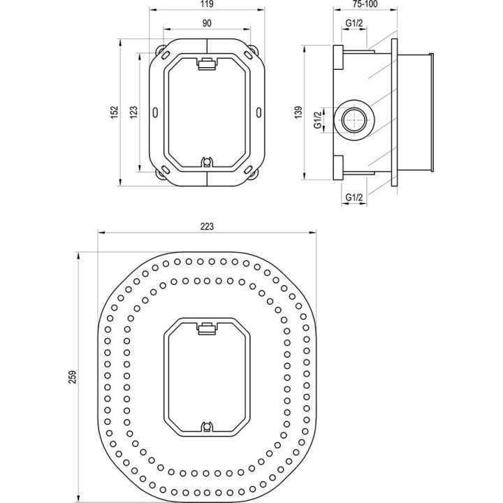 Kaseta do podomietková batéria Ravak R-box RB 070.50