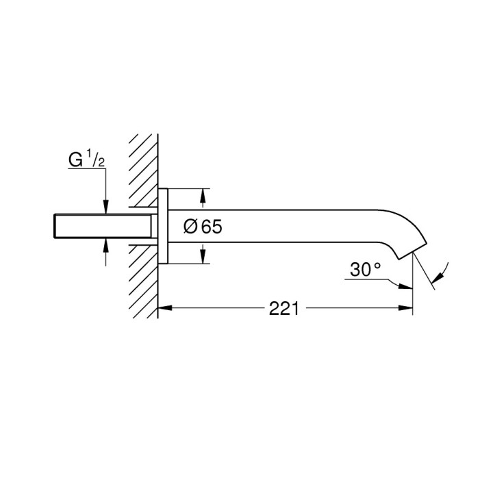 Výtokové rameno vaňová Grohe Essence, stenová, 221mm, chróm