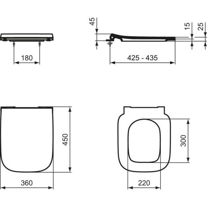 Misa WC Ideal Standard I Life B  Rimless, 54x35,5cm Závěsná bez splachovacieho kruhu biela + sedátko Ideal Standard Slim, s pozv