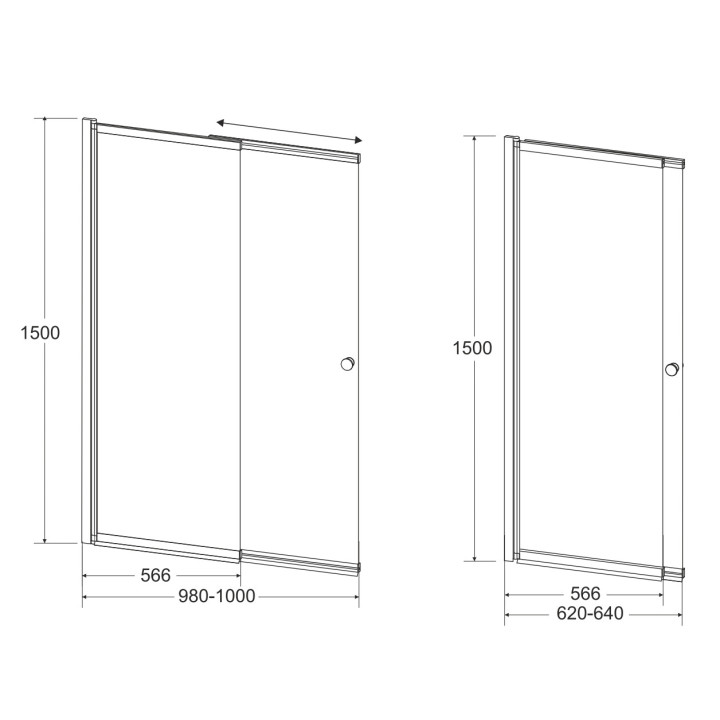 Vaňová zástena Besco Easy Slide Black, 100x150cm, 2-Krídlové, univerzálny, profil čierna matnéný