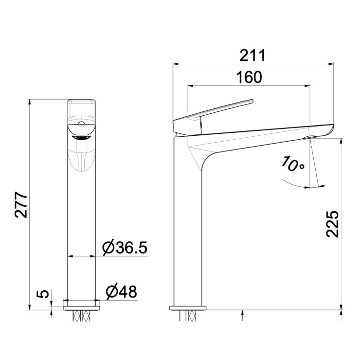 Umyvadlová batéria Vema Oten, na postavení, výška 178mm, výtokové rameno 120mm, bez zátky, chróm