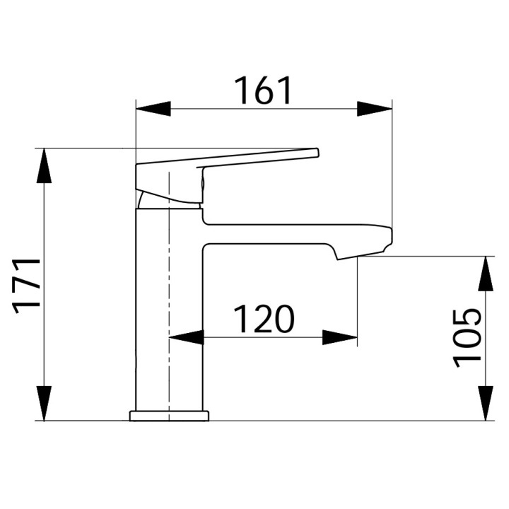 Umyvadlová batéria Demm Shine, na postavení, výška 150mm, výtokové rameno 125mm, bez zátky, chróm