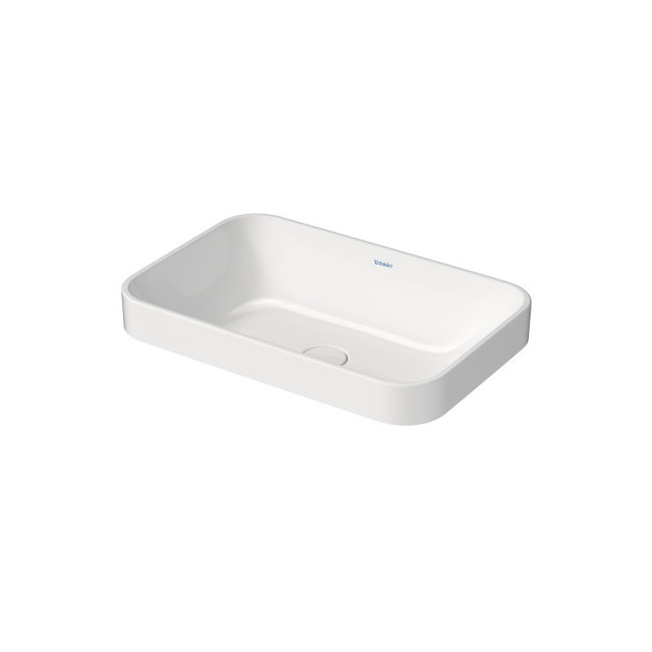 Umývadlo na postavenie na dosku Duravit Happy D.2, 60x46xm, prepad, 1 otvor na batériu, ventil Push-Open, povlak WonderGliss, bi