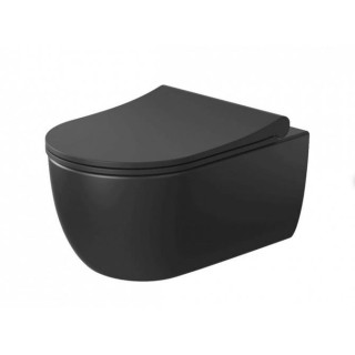 Misa WC Závěsná Massi Decos Rimless, bez splachovacieho kruhu, 55x36cm, sedadlo s pozvoľným sklápaním, čierna matnéný