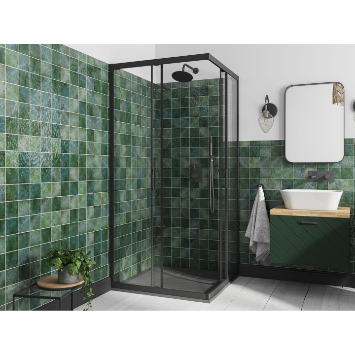 Sprchový kút štvrťkruhový Besco Modern 165, 90x90cm, sklo číre, profil chróm