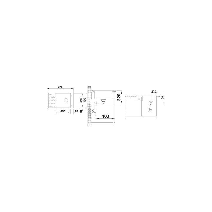 Drez Blanco METRA 6 S-F 990x490 mm, Silgranit PuraDur obojstranný, zátka automatický, nástroj na cedenie oceľový - čierna
