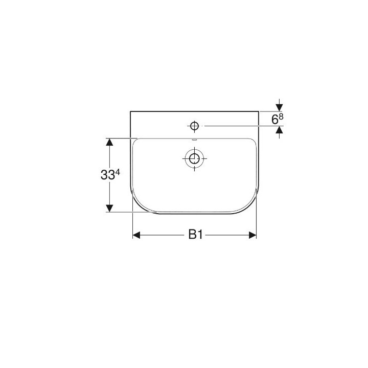 Geberit Smyle Umývadlo, B55cm, H16.5cm, T48cm, z prepadom, s otvorom pre batériu