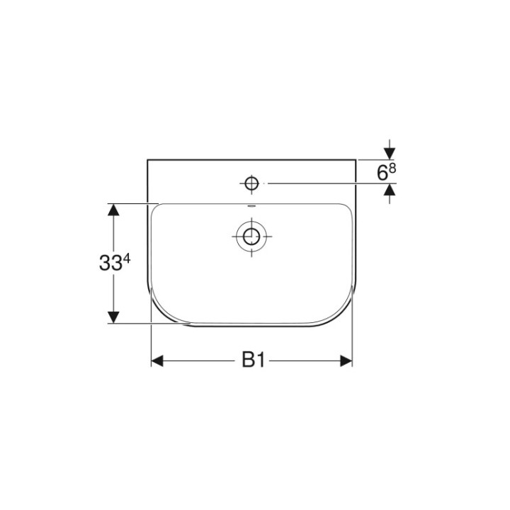 Geberit Smyle Umývadlo, B55cm, H16.5cm, T48cm, z prepadom, s otvorom pre batériu