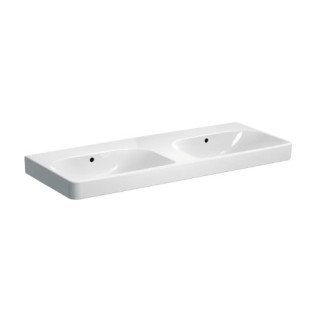 Geberit Smyle Square Umývadlo dvojitý, B120cm, H16.5cm, T48cm, z dwoma przelewami, s dvoma otvormi na batérie
