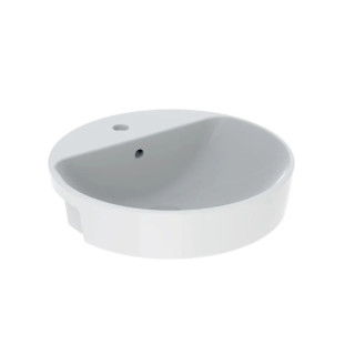 Geberit Variform Umývadlo częściowo zápustné na dosku, okrúhla, D50cm, H18.5cm, z prepadom, s otvorom pre batériu