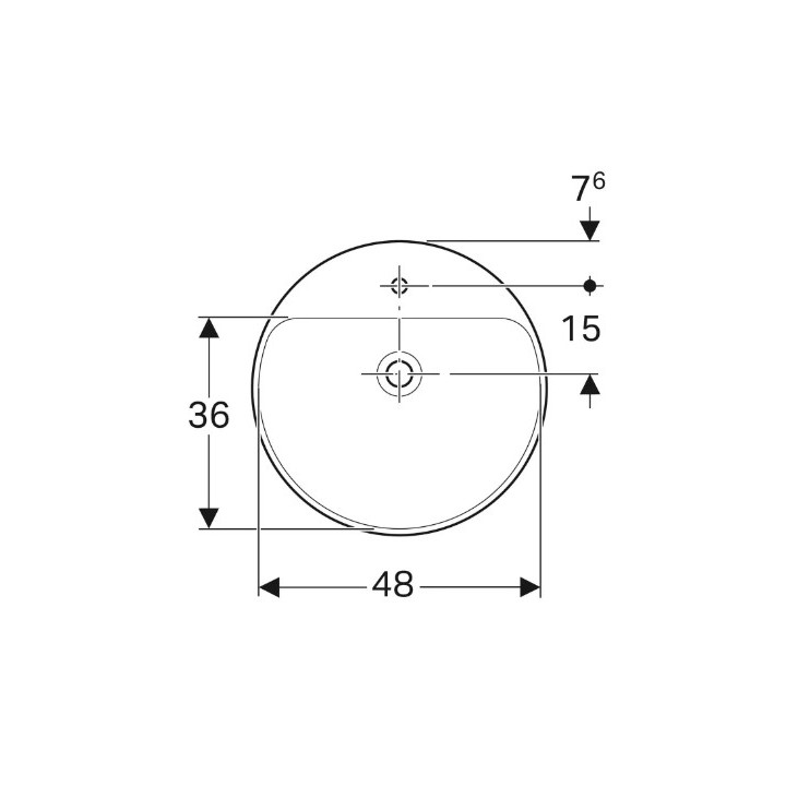 Geberit Variform Umývadlo częściowo zápustné na dosku, okrúhla, D50cm, H18.5cm, z prepadom, s otvorom pre batériu