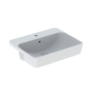 Geberit Variform Umývadlo częściowo zápustné na dosku, obdĺžniková, B55cm, H18.5cm, T45cm, z prepadom, s otvorom pre batériu