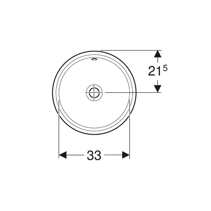 Geberit Variform Umývadlo pod dosku, okrúhla, D33cm, H18cm, z prepadom, bez otvoru pre batériu