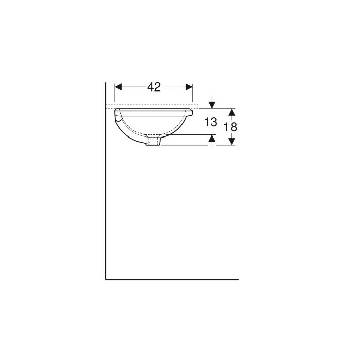 Geberit Variform Umývadlo pod dosku, okrúhla, D33cm, H18cm, z prepadom, bez otvoru pre batériu