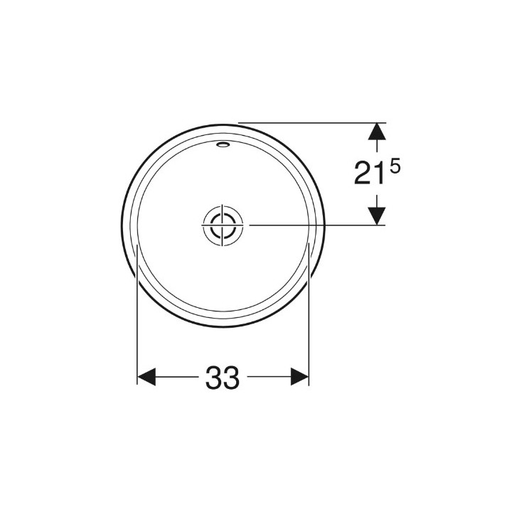 Geberit Variform Umývadlo pod dosku, okrúhla, D33cm, H18cm, z prepadom, bez otvoru pre batériu