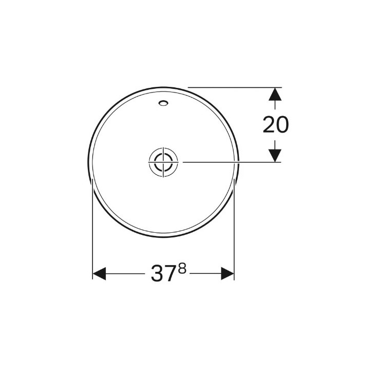 Geberit Variform Zápustné umývadlo, okrúhla, D40cm, H17.8cm, z prepadom, bez otvoru pre batériu