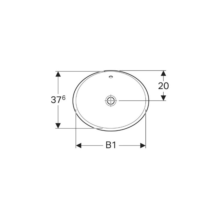 Geberit Variform Zápustné umývadlo, Oválna, B50cm, H17.8cm, T40cm, z prepadom, bez otvoru pre batériu