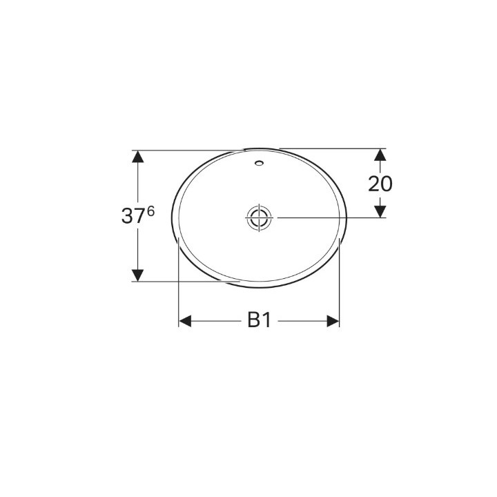 Geberit Variform Zápustné umývadlo, Oválna, B50cm, H17.8cm, T40cm, bez prepadu, bez otvoru pre batériu