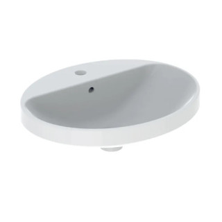 Geberit Variform Zápustné umývadlo, Oválna, B50cm, H17.8cm, T45cm, bez prepadu, s otvorom pre batériu