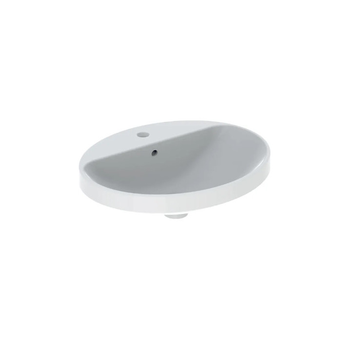 Geberit Variform Zápustné umývadlo, Oválna, B50cm, H17.8cm, T45cm, bez prepadu, s otvorom pre batériu