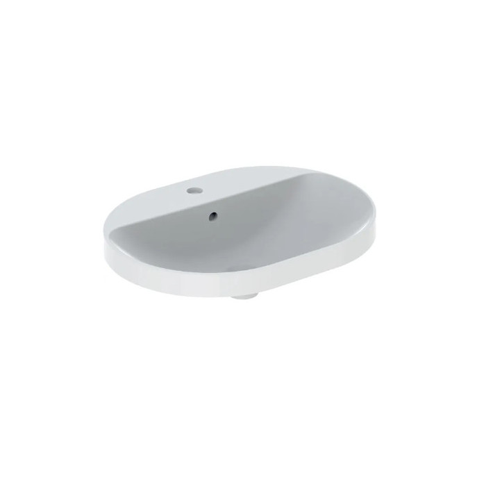 Geberit Variform Zápustné umývadlo, eliptyczna, B60cm, H17.8cm, T40cm, bez prepadu, bez otvoru pre batériu