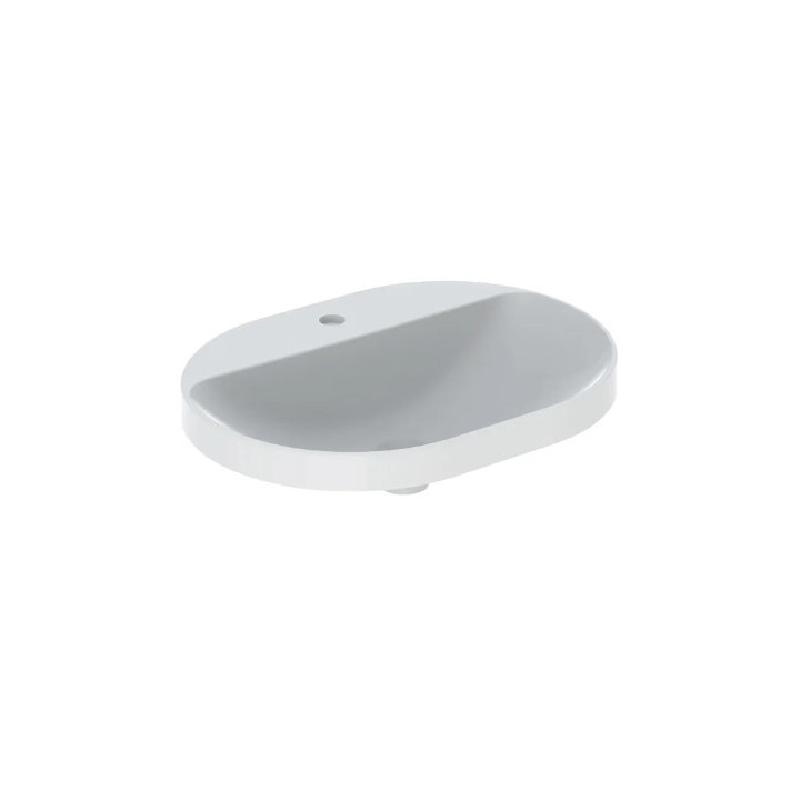 Geberit Variform Zápustné umývadlo, eliptyczna, B60cm, H17.8cm, T45cm, z prepadom, s otvorom pre batériu