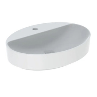 Geberit Variform Umývadlo na postavenie na dosku, Oválna, B60cm, H15.8cm, T45cm, z prepadom, s otvorom pre batériu