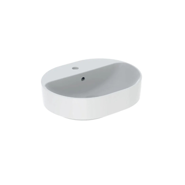 Geberit Variform Umývadlo na postavenie na dosku, eliptyczna, B60cm, H15.8cm, T45cm, z prepadom, s otvorom pre batériu