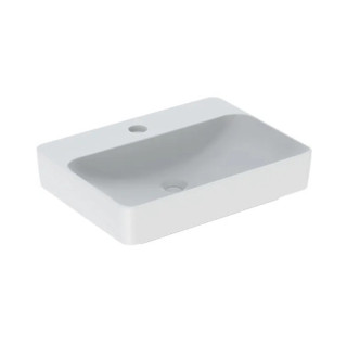 Geberit Variform Umývadlo na postavenie na dosku, obdĺžniková, B60cm, H15.8cm, T45cm, z prepadom, s otvorom pre batériu