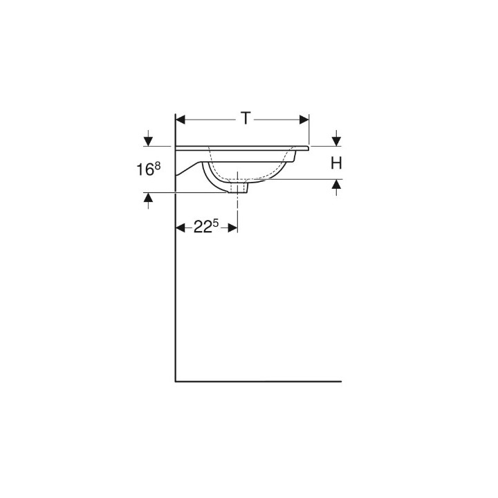 Geberit Variform Umývadlo na postavenie na dosku, obdĺžniková, B60cm, H15.8cm, T45cm, bez prepadu, s otvorom pre batériu