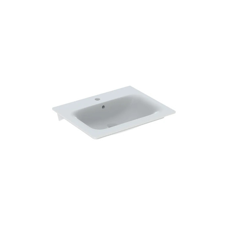 Geberit Selnova Square Umývadlo nábytkové, B55cm, H16.8cm, T48cm, cienki rant, z prepadom,  s otvorom pre batériu