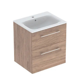 Geberit Selnova Square Súprava szafki pod umywalkę, z dwiema szufladami, B60cm, H65.2cm, T50.2cm, lava, z umywalką meblową, cien