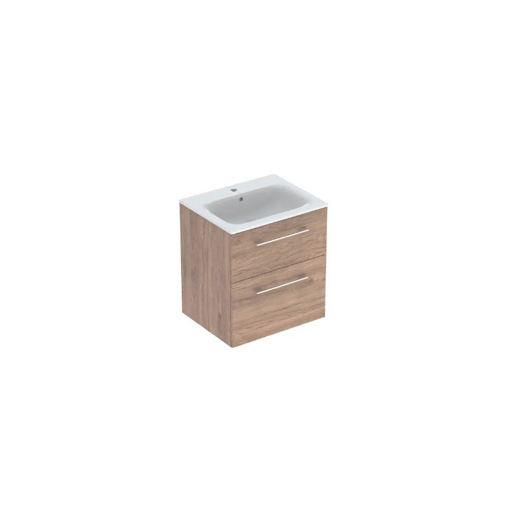 Geberit Selnova Square Súprava szafki pod umywalkę, z dwiema szufladami, B60cm, H65.2cm, T50.2cm, lava, z umywalką meblową, cien