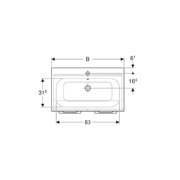 Geberit Selnova Square Súprava szafki pod umywalkę, z dwojgiem dverí, B80cm, H65.2cm, T50.2cm, biely, z umywalką meblową, cienki