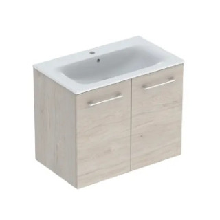 Geberit Selnova Square Súprava szafki pod umywalkę, z dwojgiem dverí, B80cm, H65.2cm, T50.2cm, vlašský orech hickory, z umywalką
