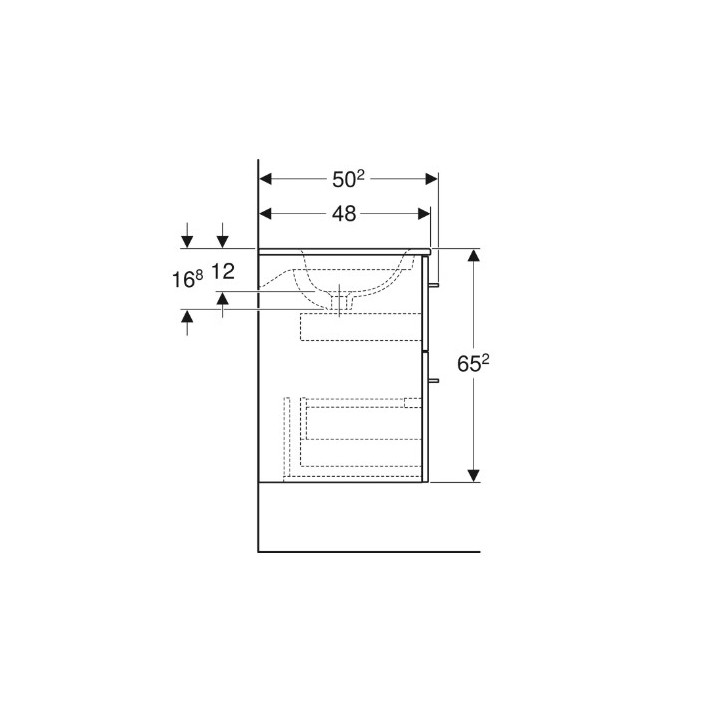 Geberit Selnova Square Súprava szafki pod umywalkę, z dwiema szufladami, B80cm, H65.2cm, T50.2cm, lava, z umywalką meblową, cien