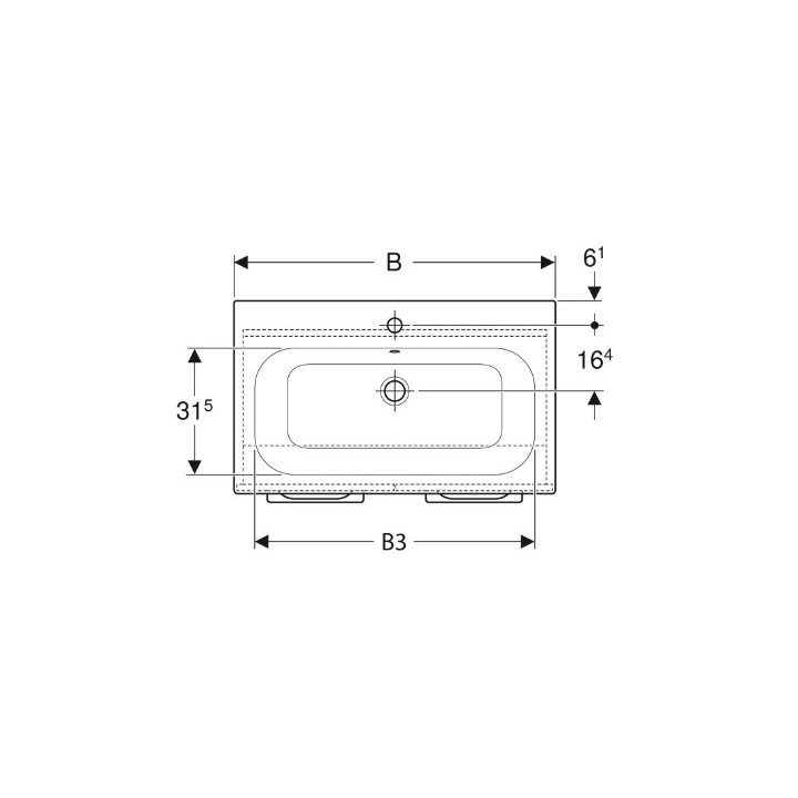 Geberit Selnova Square Súprava szafki pod umywalkę, z dwojgiem dverí, B100cm, H65.2cm, T50.2cm, lava, z umywalką meblową, cienki
