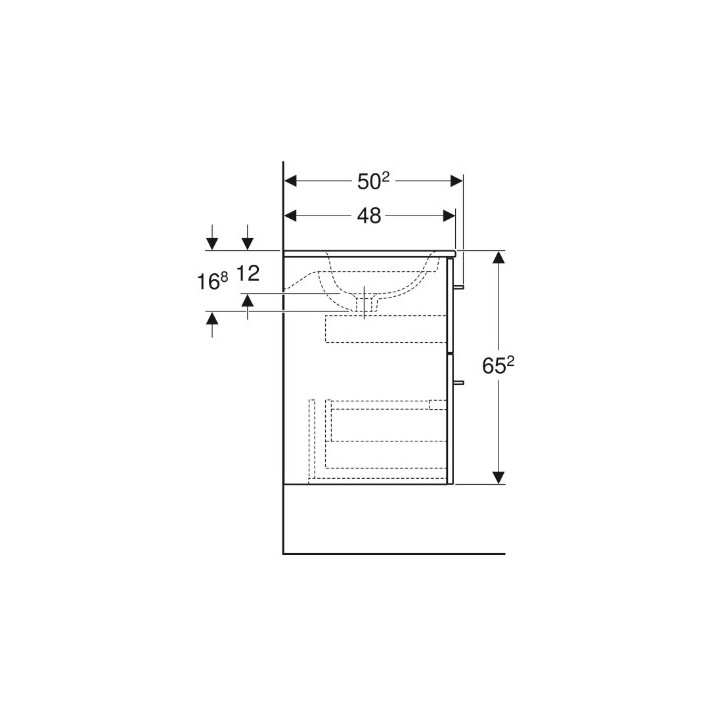 Geberit Selnova Square Súprava szafki pod umywalkę, z dwiema szufladami, B100cm, H65.2cm, T50.2cm, lava, z umywalką meblową, cie