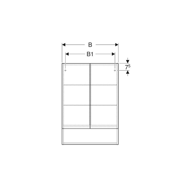Geberit Selnova Square Zrkadlová skrinka, B58.8cm, H85cm, T17.5cm, z dwojgiem dverí, biely