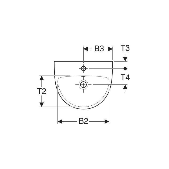 Geberit Selnova Umývadlo kompaktowa, B45cm, H17cm, T37cm, z prepadom, s otvorom pre batériu