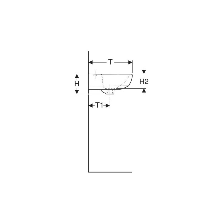 Geberit Selnova Umývadlo kompaktowa, B45cm, H17cm, T37cm, z prepadom, s otvorom pre batériu